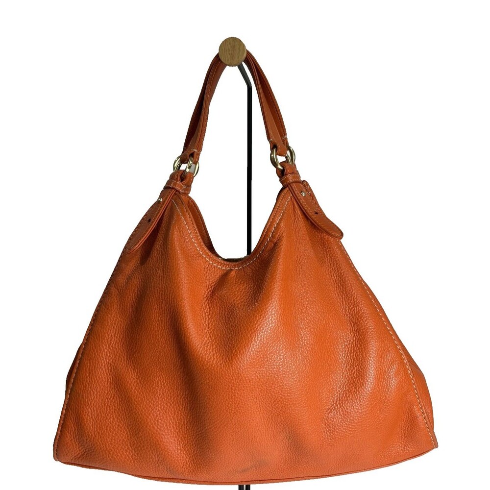 Cole Haan Women's bags Burnt Orange Pebbled Leather Hobo Bag Adjustable Straps *